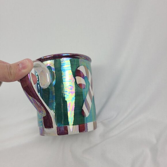 Caribou Coffee Green Iridescent Candy Can Mug NEW 14oz Christmas Holiday - Picture 5 of 9